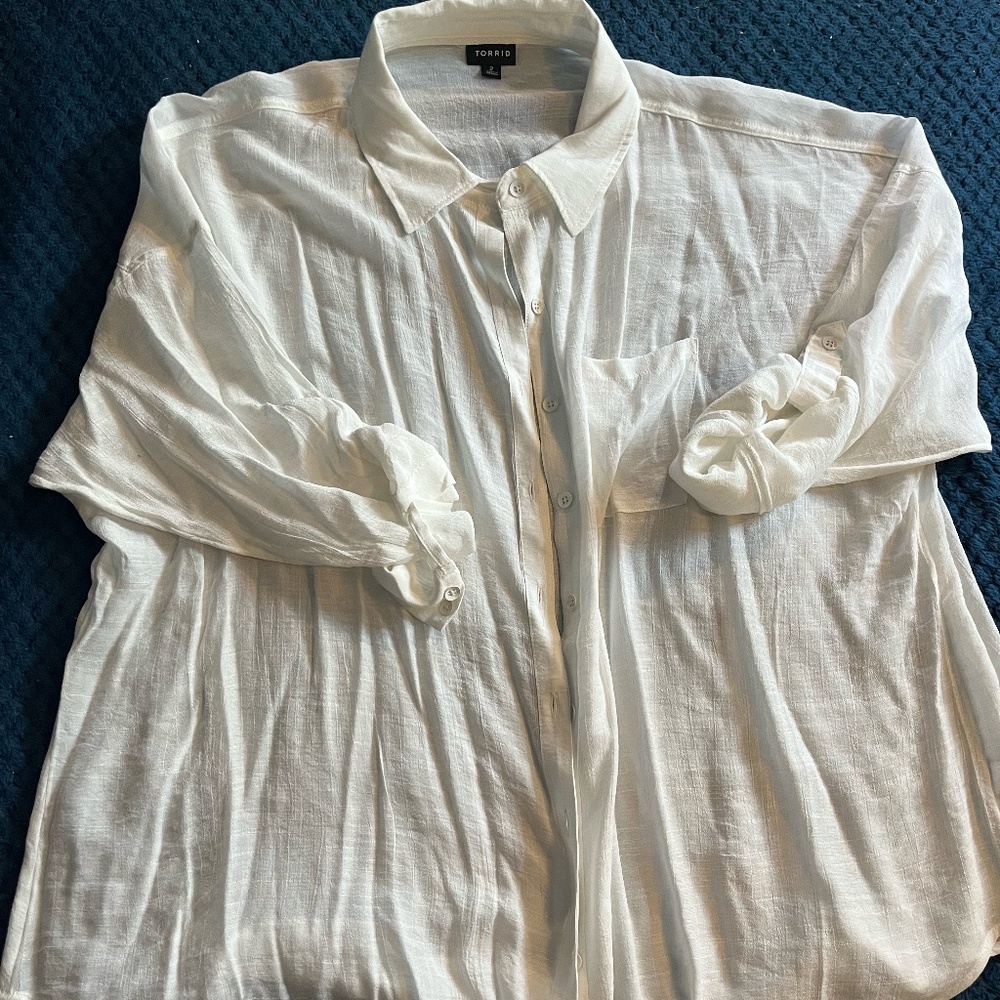 Torrid White Button Up Shirt